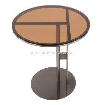 リビングルーム透明な茶色のガラストップコーヒーテーブル